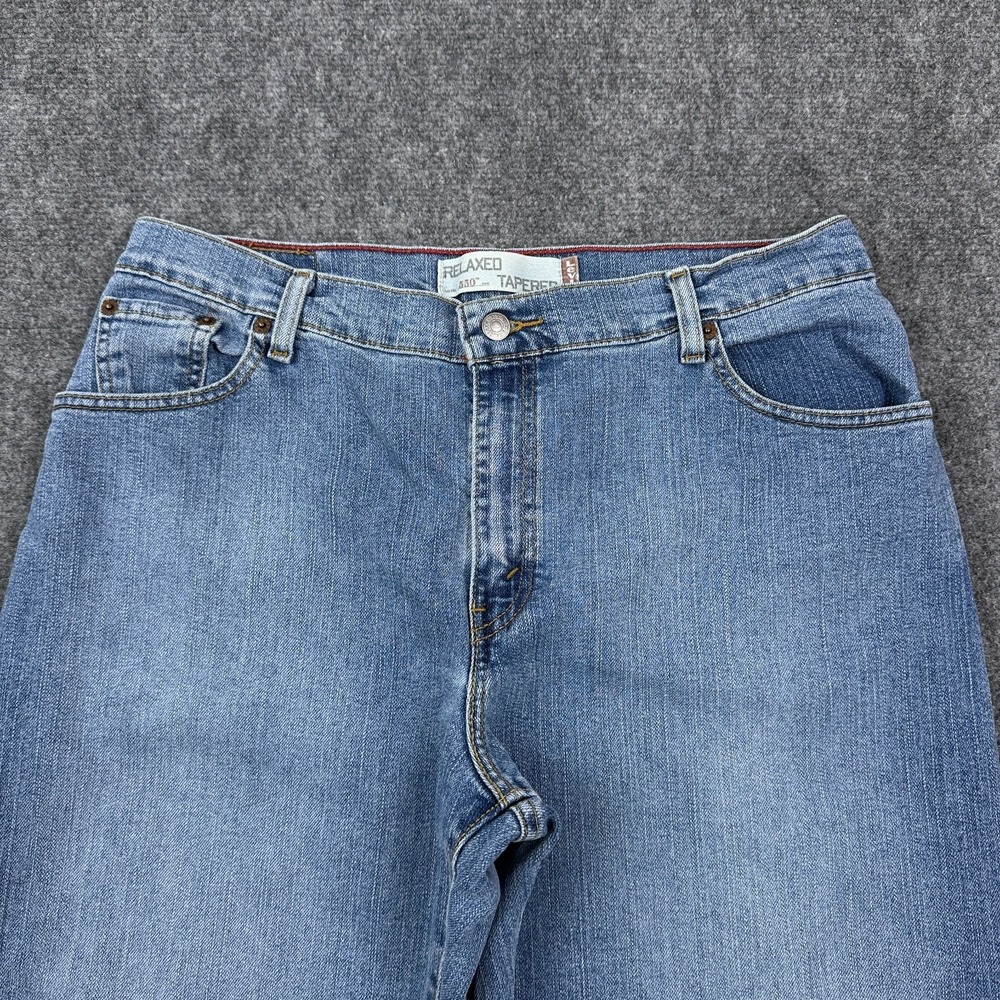 Vintage Levis Relaxed Tapered Jeans Womens 16 Short Light Wash Stretch Denim - Picture 4 of 13